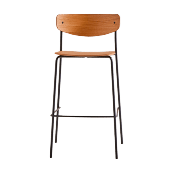 Chaise haute empilable en contreplaqué avec structure en acier