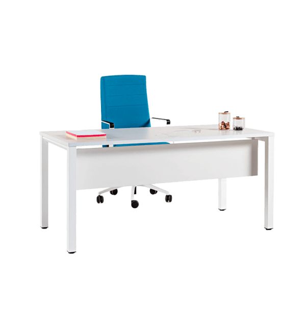 Table de bureau modulaire avec plateau en mélamine et structure en acier