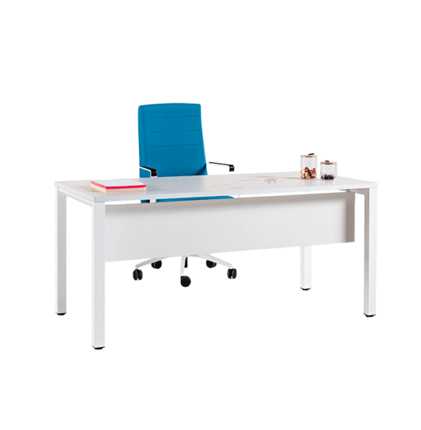 Table de bureau modulaire avec plateau en mélamine et structure en acier