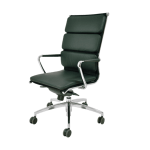 Chaise de bureau monocoque en tube d'acier chromé avec assise en cuir