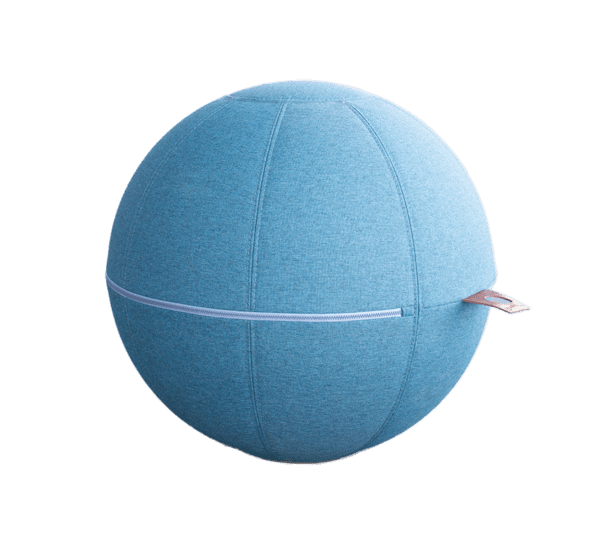 Ballon de Pilates avec housse en tissu renforcé et base métallique pour la stabilité