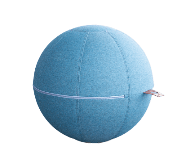 Ballon de Pilates avec housse en tissu renforcé et base métallique pour la stabilité