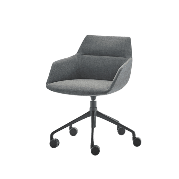 Chaise DUNA pivotante avec piètement en aluminium et roulettes doubles