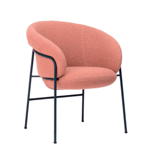 Chaise moderne avec piétement en acier époxy et assise en cuir personnalisable