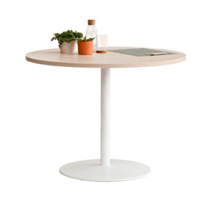 Table d'appoint TABULA avec base ronde en acier en finition blanche