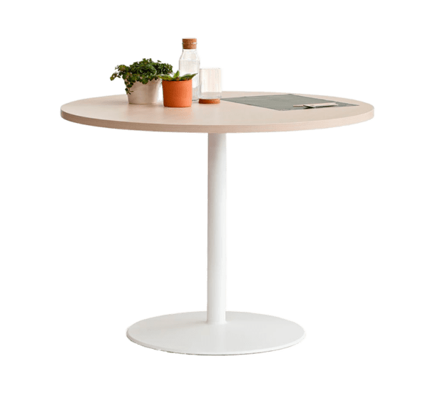 Table d'appoint TABULA avec base ronde en acier en finition blanche