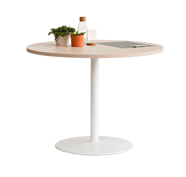 Table d'appoint TABULA avec base ronde en acier en finition blanche